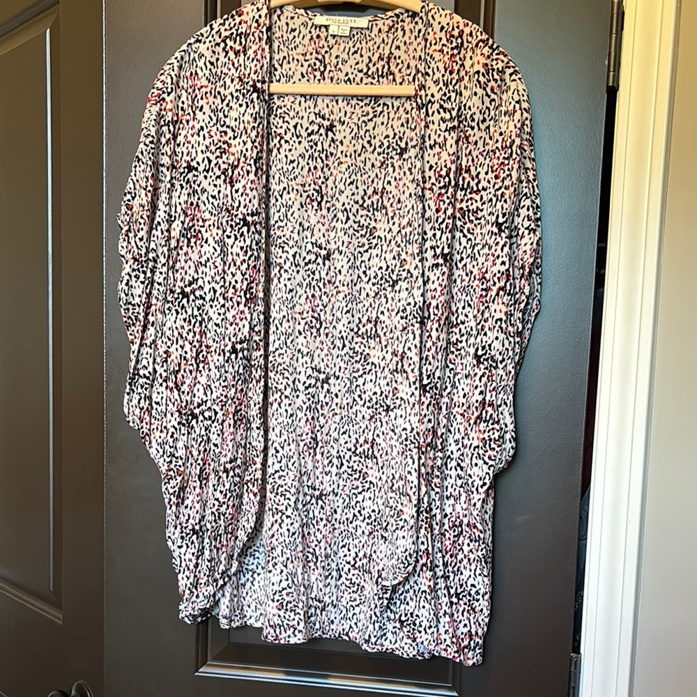 Abstract Animal Leopard Print Open Front Topper Cardigan